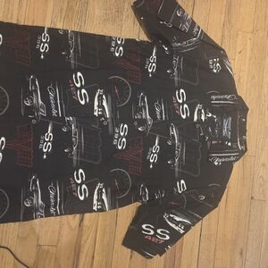 Men's Black Graphic Button Down Shirt